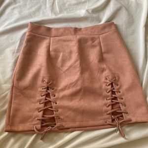 Sexy high waisted mini skirt with two thigh laces